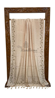 Pure Crepe Silk Handloom Banarasi Saree with Handwork - The Handlooms