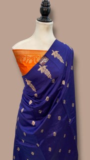 Pure Mango Silk Banarasi Handloom Saree All Over Kadua Motifs - The Handlooms