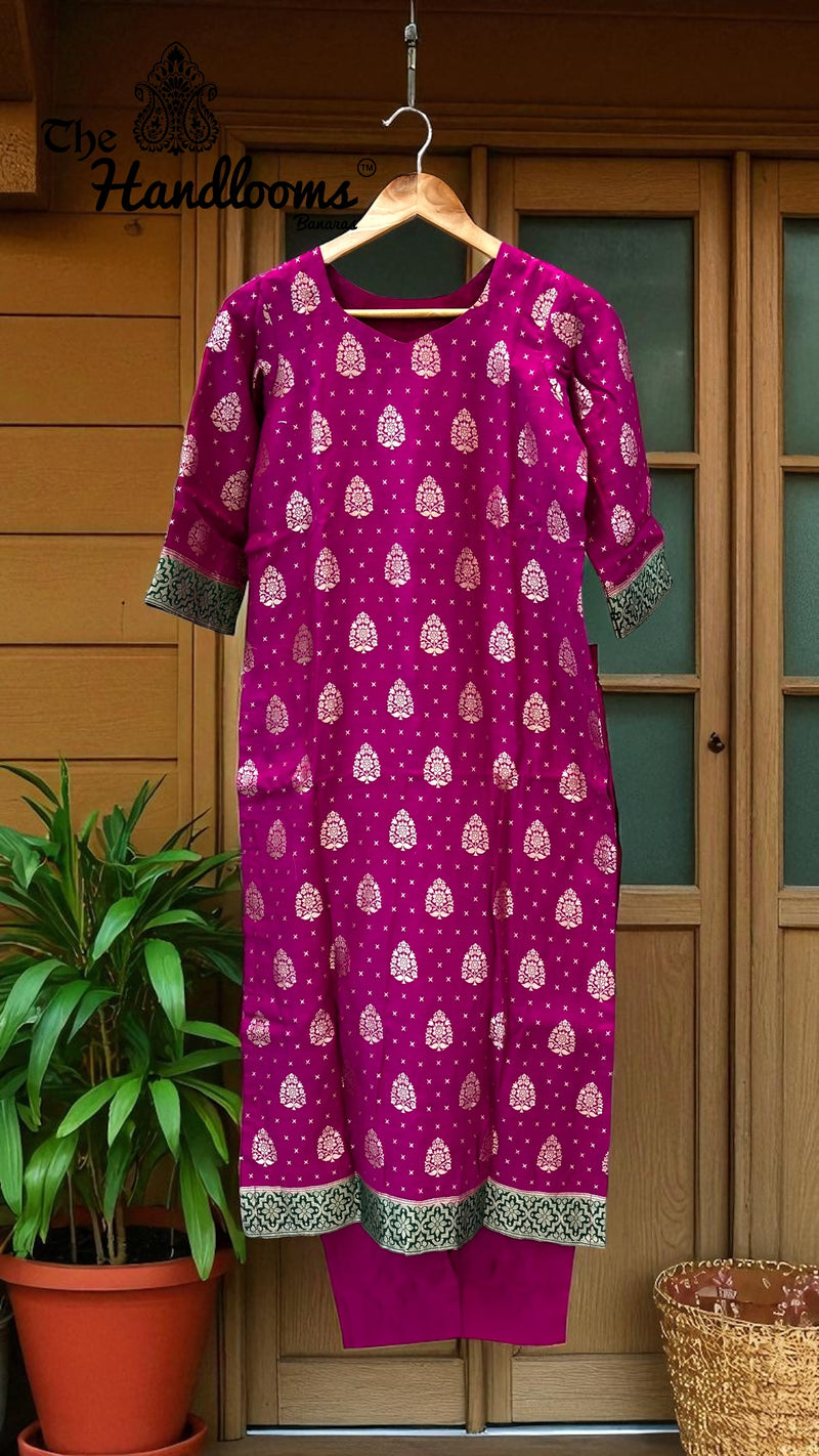 Pure Moonga Georgette Banarasi Dress material - Stitched - The Handlooms