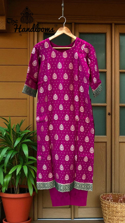 Pure Moonga Georgette Banarasi Dress material - Stitched - The Handlooms