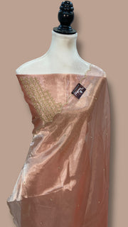 Pure Kora Tissue Handloom Banarasi Dress Material - Handwork - The Handlooms