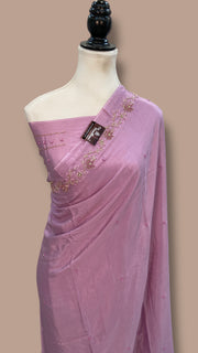 Pure Crepe Silk Handloom Banarasi Saree with Handwork - The Handlooms