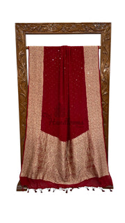 Khaddi Georgette Handloom Banarasi Saree with Handwork: Gota Patti, Zardozi, Diamond Chain, Katdana, and Abla Detailing - The Handlooms