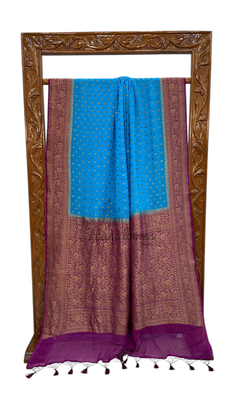 Pure Khaddi Georgette Handloom Banarasi Saree - The Handlooms