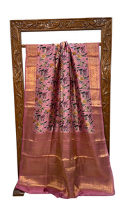 Pure Mango Silk Banarasi Handlokom Saree With Digital Print - The Handlooms