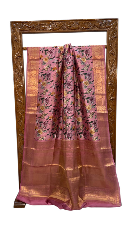 Pure Mango Silk Banarasi Handlokom Saree With Digital Print - The Handlooms