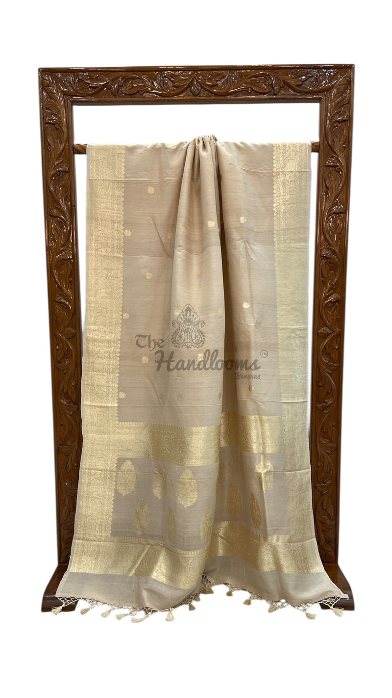 Pure Tussar Silk Handloom Banarasi Saree - Water Zari - The Handlooms