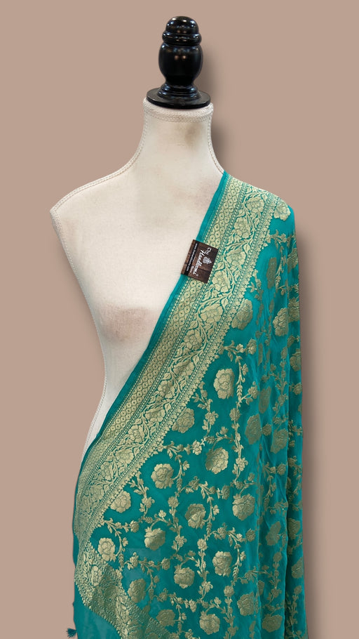 Pure Khaddi Georgette Dupatta - Water Zari - The Handlooms