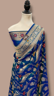 Pure Katan Silk Banarasi Handloom Saree - All over Jaal Work With Meenakari - The Handlooms