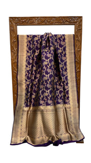 Pure Katan Silk Banarasi Handloom Saree - All over Jaal Work With Meenakari - The Handlooms