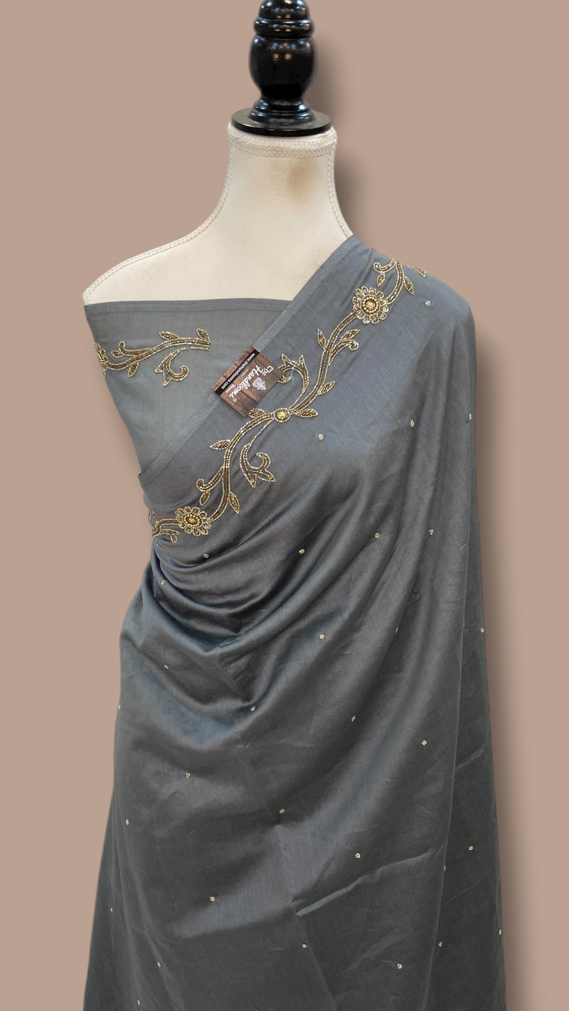 Pure Chanderi Cotton Handloom Banarasi Saree - Handwork - The Handlooms