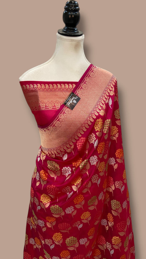 Rani Pure Katan Silk Banarasi Handloom Saree - All over Jaal Work With Meenakari - The Handlooms
