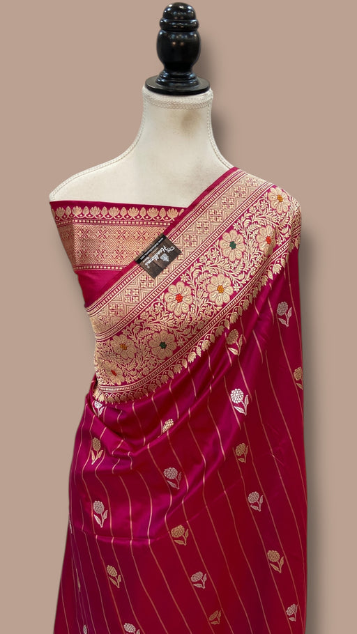 Pure Katan Silk Banarasi Handloom Saree - All over Kadua motifs With Meenakari - The Handlooms