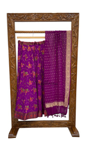Pure Chiffon Khaddi Handloom Banarasi Lehenga - Stitched - The Handlooms