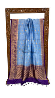 Pure Katan Silk Banarasi Handloom Saree - All over Kadua motifs - The Handlooms