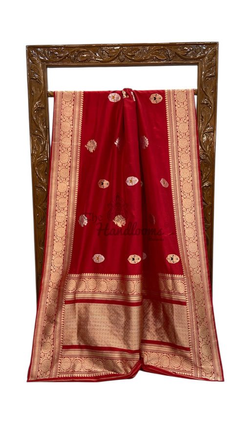 Pure Katan Silk Banarasi Handloom Saree - All Over Kadiyal Boota - The Handlooms