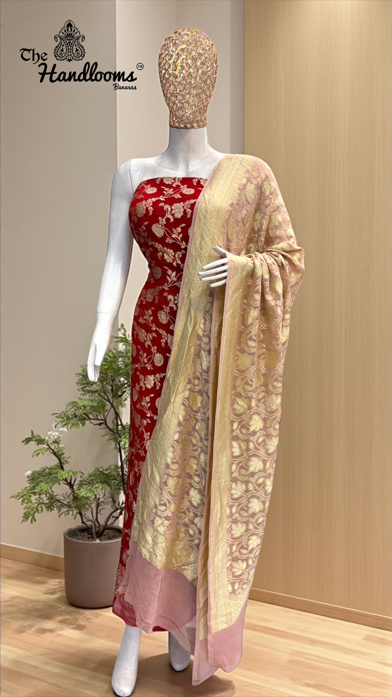 Khaddi Georgette Banarasi Dress material Water Zari - The Handlooms