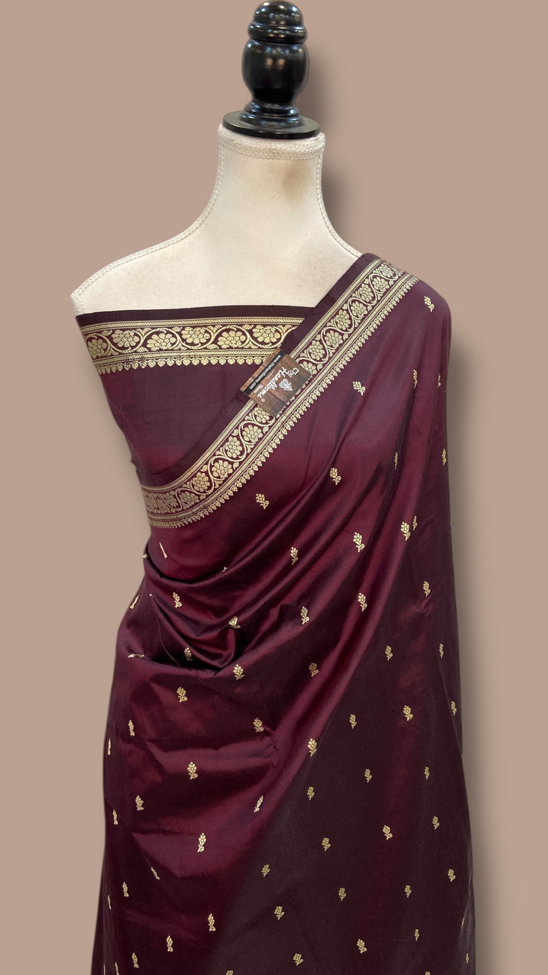 Pure Katan Silk Reshmi Zari Banarasi Handloom Saree - The Handlooms