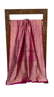 Regal Pure Katan Silk Banarasi Saree – Handwoven Tanchui Brocade with Meenakari Work - The Handlooms