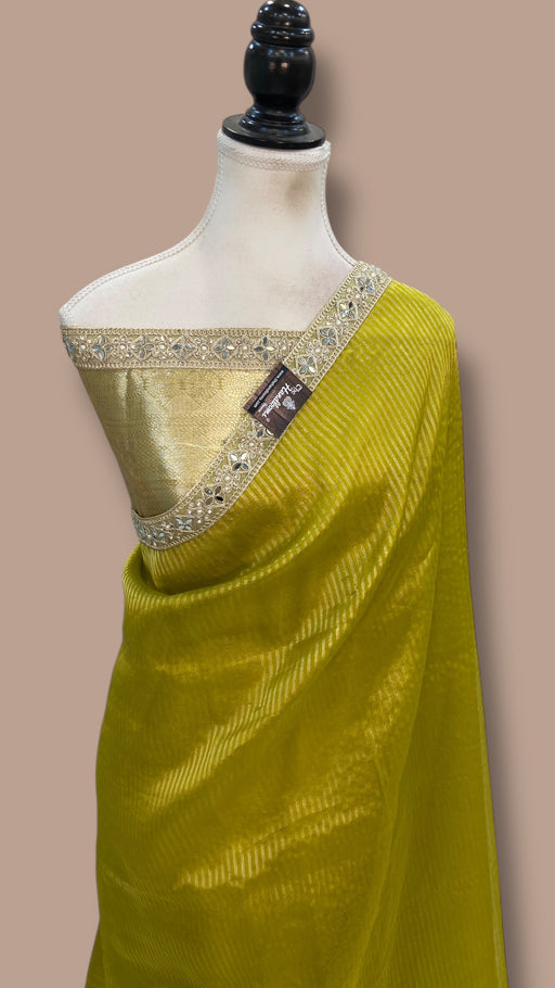 Pure Kora Tissue Handloom Banarasi Saree With Lace - The Handlooms