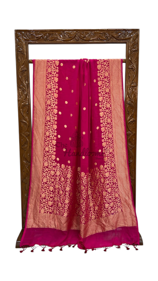 Pure Khaddi Georgette Handloom Banarasi Saree - Gold Zari - The Handlooms