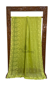 Pure Georgette Chikankari Handloom Banarasi Saree - The Handlooms