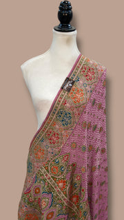 Pure Georgette Banarasi Bandhej Handloom Dupatta - The Handlooms