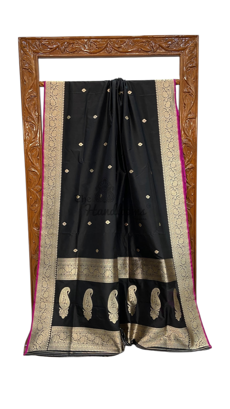 Pure Katan Silk Banarasi Handloom Saree - All Over Kadua Motifs - The Handlooms