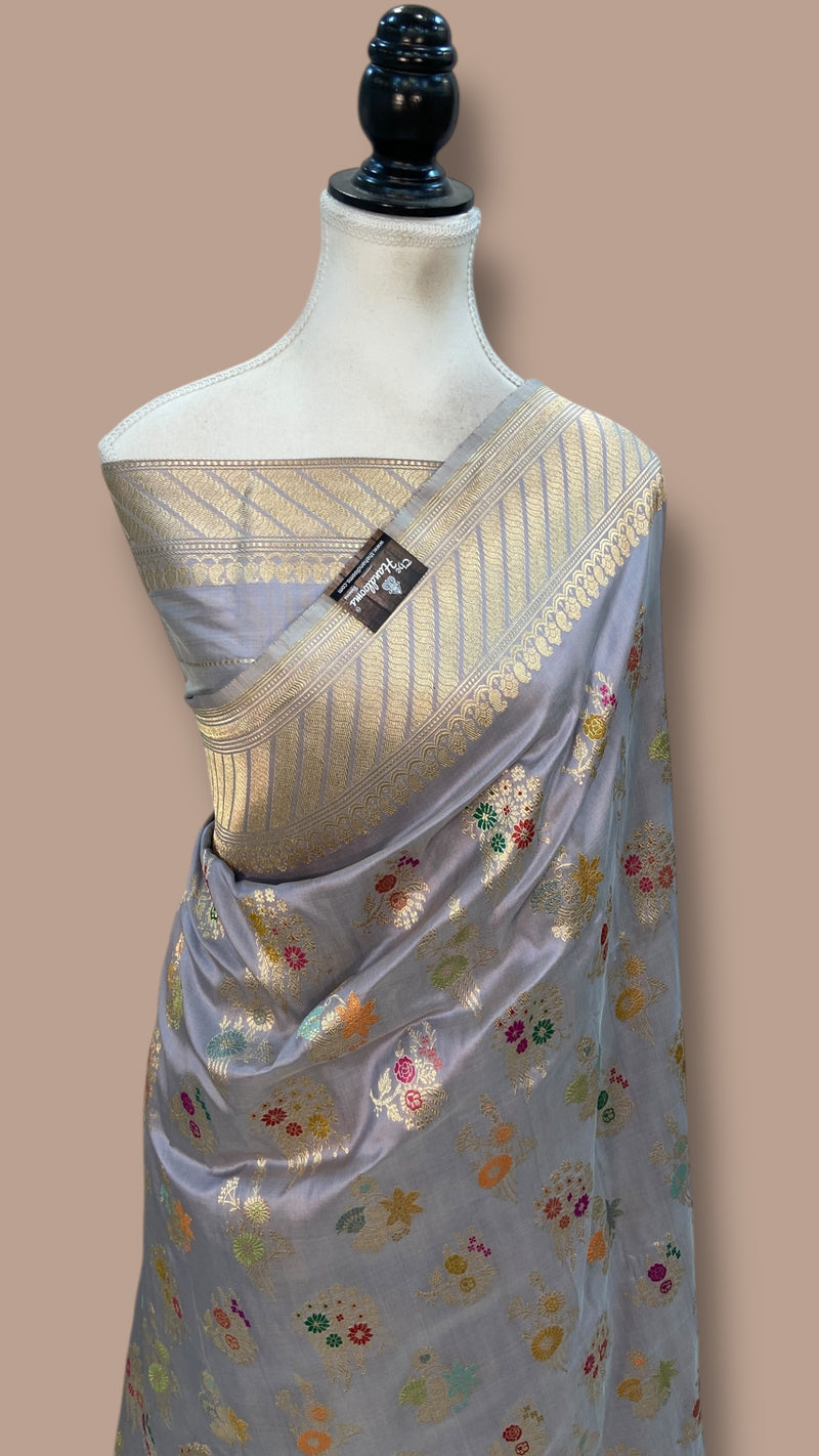 Ektara Pure Katan Silk Banarasi Handloom Saree - All Over Kadiyal Jaal Work - The Handlooms