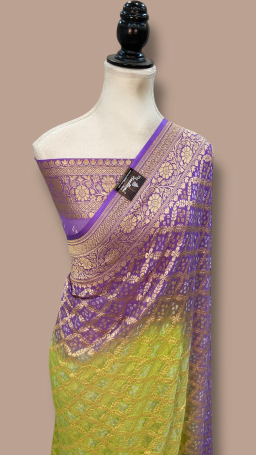 Pure Georgette Banarasi Bandhej Handloom Saree - The Handlooms