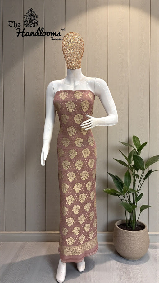 Khaddi Georgette Banarasi Dress material Water Zari - The Handlooms