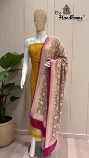 Khaddi Georgette Banarasi Dress material Water Zari - The Handlooms