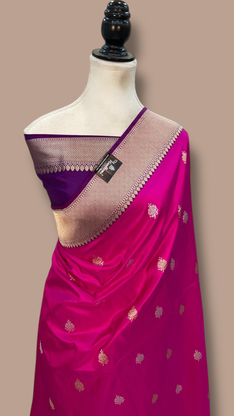 Pure Katan Silk Banarasi Handloom Saree - All Over Kadua Motifs - The Handlooms