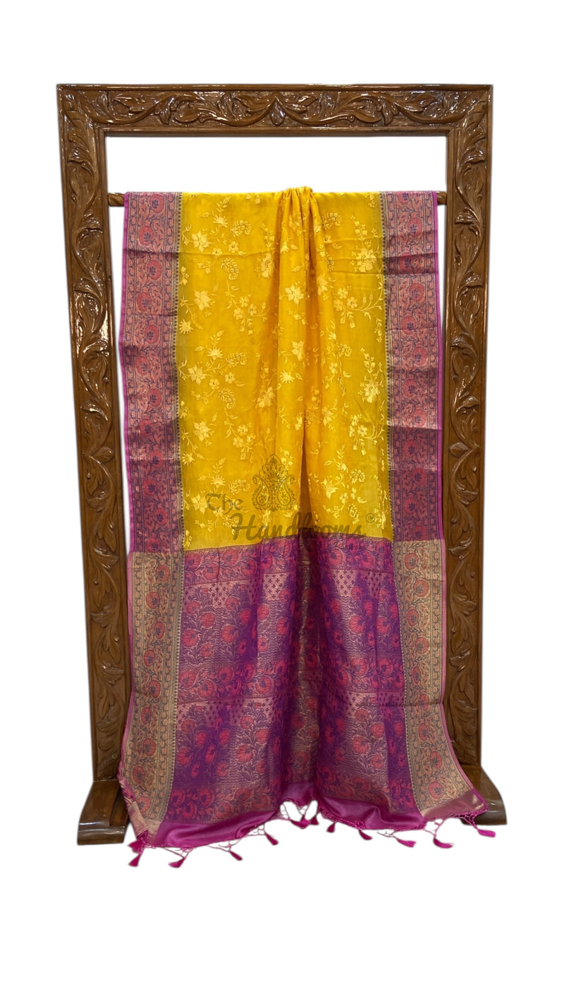Tussar Silk Handloom Banarasi Saree With Chikankari - The Handlooms