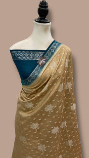 Pure Chiniya Silk Khaddi Handloom Banarasi Saree - The Handlooms