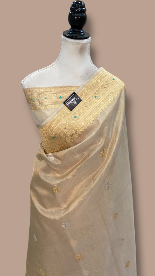 Pure Kora Tissue Handloom Banarasi All Over Kadua Motifs Saree - The Handlooms