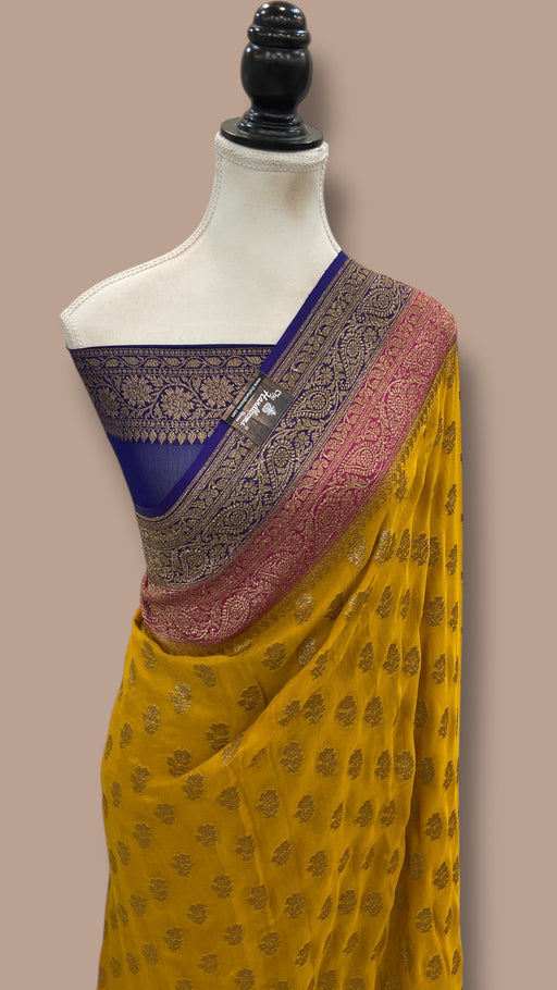 Khaddi Georgette Banarasi Saree -  Antique zari - The Handlooms