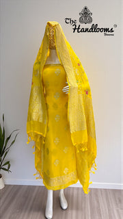 Khaddi Georgette Banarasi Dress material with Meenakari - The Handlooms