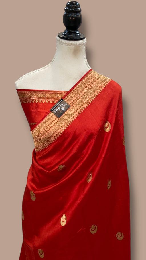 Pure Katan Silk Banarasi Handloom Saree - All over Kadua motifs - The Handlooms