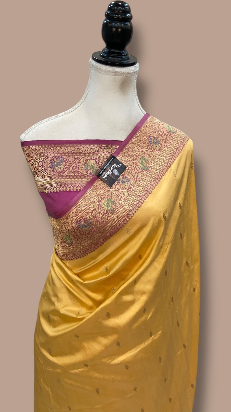 Pure Katan Silk Banarasi Handloom Saree - All Over Kadua Motifs - The Handlooms