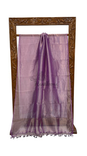 Lilac Pure Kora Handloom Banarasi Saree - Plain - The Handlooms