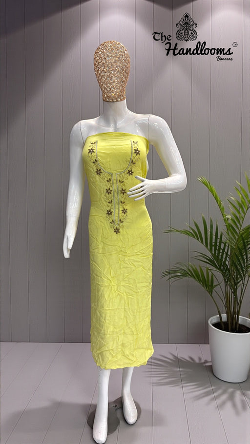 Elegant Silk Dress with– Adorned with Gota Patti, Moti, Katdana & Zardozi Handwork - The Handlooms