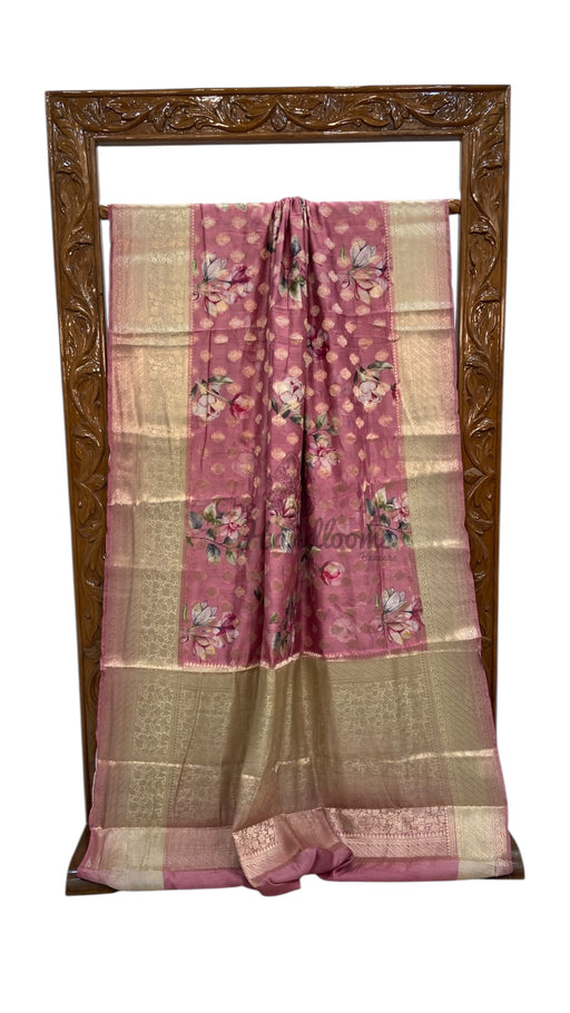 Pure Chiniya Silk Handloom Banarasi Saree Digital Print - The Handlooms
