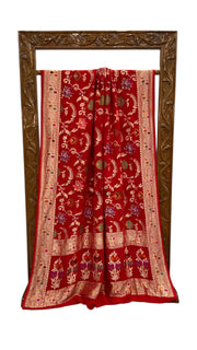 Pure Khaddi Georgette Handloom Banarasi Saree - All over Jaal Work With Meenakari - The Handlooms