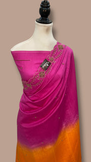 Pure Moonga Silk Handloom Banarasi Saree With Handwork - The Handlooms