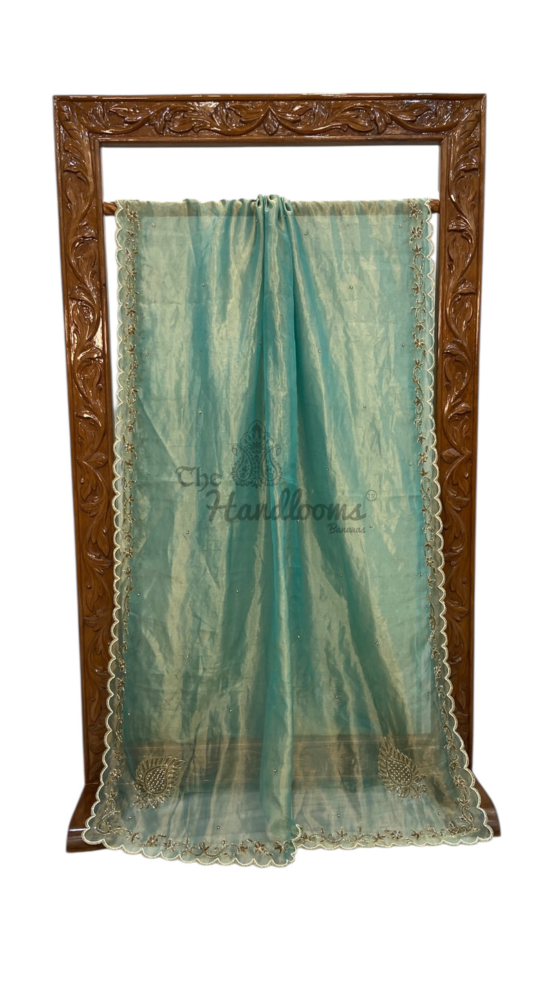 Pure Kora Tissue Handloom Banarasi Saree - Handwork - The Handlooms