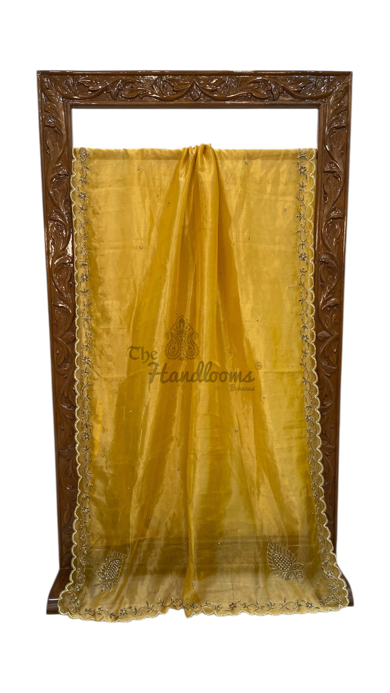 Handwork Rooom Pure Kora Tissue Handloom Banarasi Saree - Handwork — The Handlooms