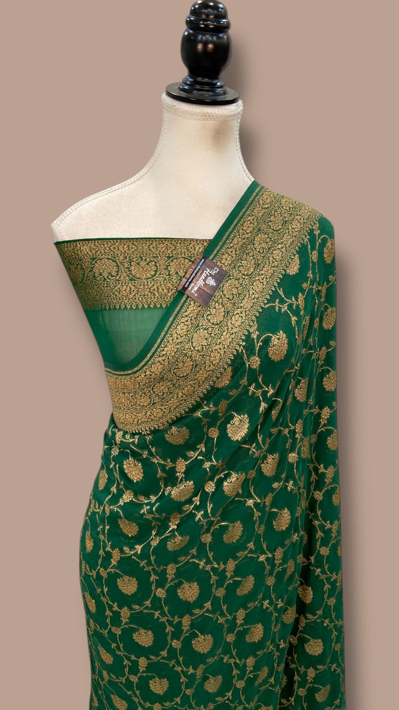 Pure Khaddi Georgette Handloom Banarasi Saree - The Handlooms