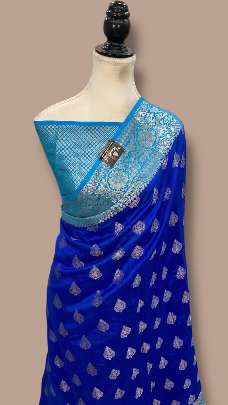 Pure Dupion Silk Banarasi Saree - Gold Zari - The Handlooms