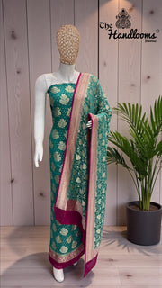 Khaddi Georgette Banarasi Dress Material Water Zari - The Handlooms